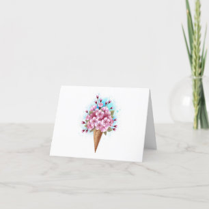 Cartes Pour Fêtes Annuelles Cône rose Sakura crème glacée gaufre