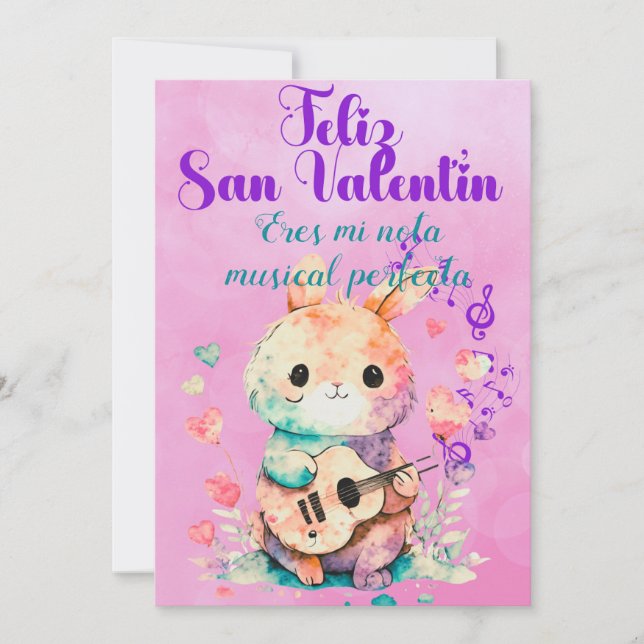Cartes Pour Fêtes Annuelles Conejito Guitarrista saludo san valentin (Devant)