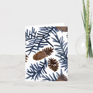Cartes Pour Fêtes Annuelles Cônes de pin & Branches Peinture d'hiver à l'aqu
