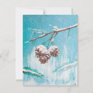 Cartes Pour Fêtes Annuelles Cônes de pin d'hiver