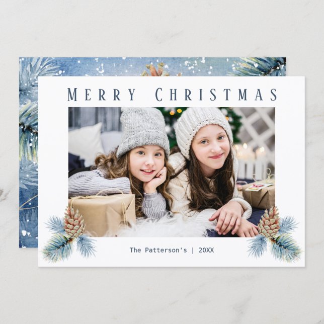 Cartes Pour Fêtes Annuelles Cônes de pin d'hiver (Devant / Derrière)