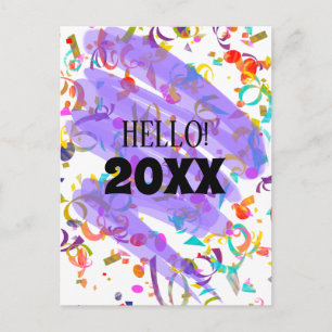 Cartes Pour Fêtes Annuelles Confettis Colorés Nouvel An Gribouillis Violet
