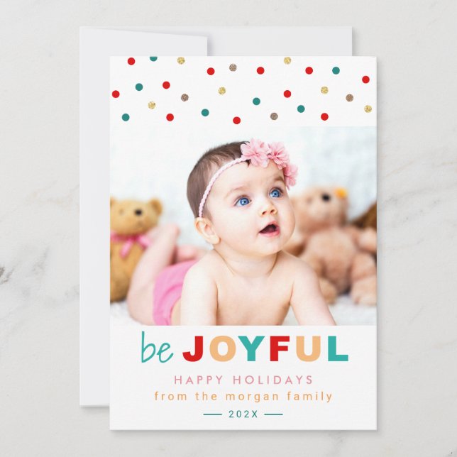 Cartes Pour Fêtes Annuelles Confettis de Fête Bébé Enfants Photo Joyeuse (Devant)