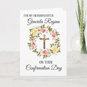 Cartes Pour Fêtes Annuelles Confirmation du sacrement Crucifix Floral Wreath