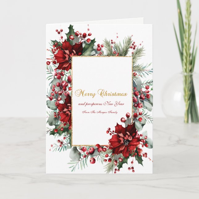 Cartes Pour Fêtes Annuelles Congé de poinsettia hivernal (Devant)