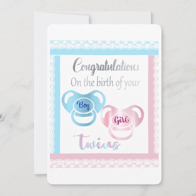 Cartes Pour Fêtes Annuelles congratulations on the birth of twins! (Devant)