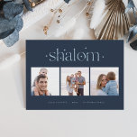 Cartes Pour Fêtes Annuelles Connexion démarrée | Hanoukka Photo Collage<br><div class="desc">Envoyez vos salutations Hanoukka à vos amis et votre famille dans le style chic avec nos élégants cartes photos. Conçu pour accueillir trois de vos photos carrés préférées disposées côte à côte dans un format de collage, la carte comprend votre salutation personnalisée (avec "joyous Hanoukka") et le(s) nom(s) de famille...</div>