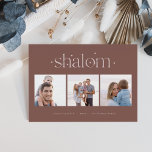 Cartes Pour Fêtes Annuelles Connexion démarrée | Hanoukka Photo Collage<br><div class="desc">Envoyez vos salutations Hanoukka à vos amis et votre famille dans le style chic avec nos élégants cartes photos. Conçu pour accueillir trois de vos photos carrés préférées disposées côte à côte dans un format de collage, la carte comprend votre salutation personnalisée (avec "joyous Hanoukka") et le(s) nom(s) de famille...</div>