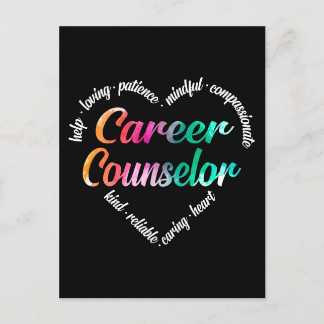 Cartes Pour Fêtes Annuelles Conseil de carrière Coeur Mot Cloud Aquarelle (Devant)