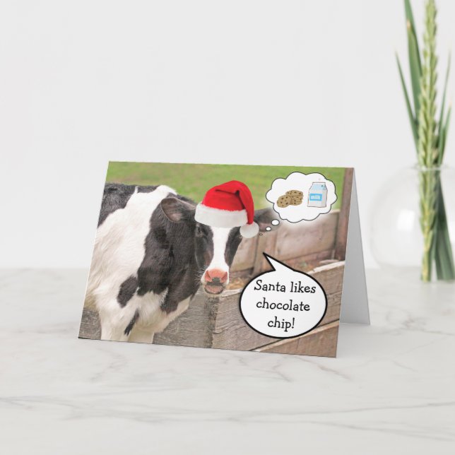 Cartes Pour Fêtes Annuelles Conseil de Noël de la vache drôle (Devant)