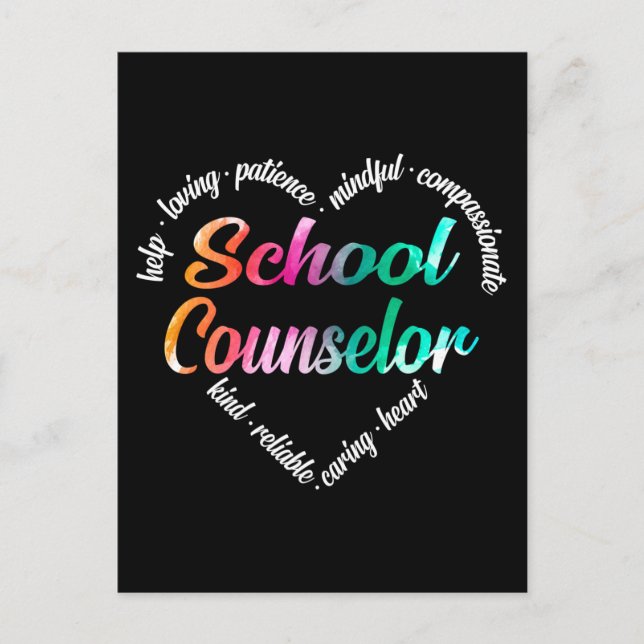 Cartes Pour Fêtes Annuelles Conseiller scolaire Mot de coeur Nuage Aquarelle (Devant)