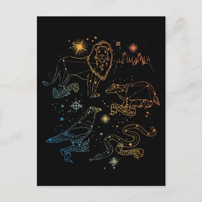 Cartes Pour Fêtes Annuelles Constellations des Maisons HOGWARTS™ Arc-en-Ciel (Devant)