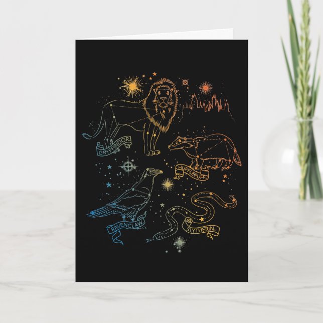 Cartes Pour Fêtes Annuelles Constellations des Maisons HOGWARTS™ Arc-en-Ciel (Devant)
