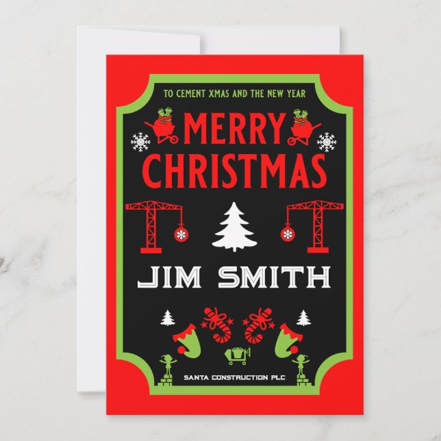 Cartes Pour Fêtes Annuelles Construction de bâtiments Noël (Devant)