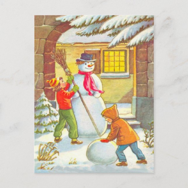 Cartes Pour Fêtes Annuelles Construction de snowboys (Devant)