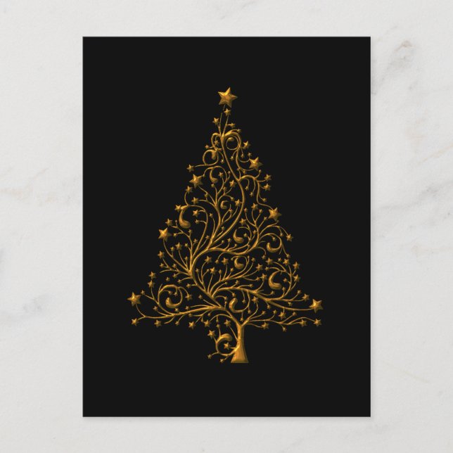 Cartes Pour Fêtes Annuelles Contemporain Noël Arbre de Noël Doré (Devant)