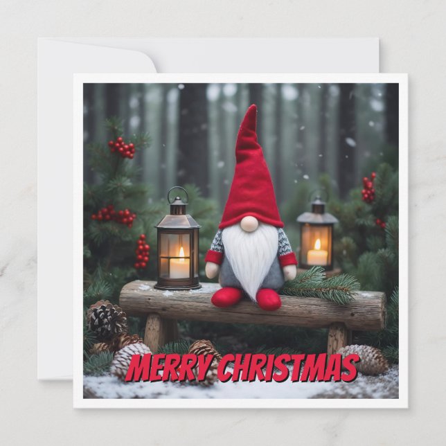 Cartes Pour Fêtes Annuelles Contemporain tendance Élégant chic Gnome de Noël (Devant)