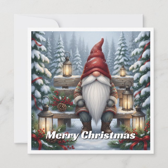 Cartes Pour Fêtes Annuelles Contemporain tendance non photo Gnome de Noël (Devant)