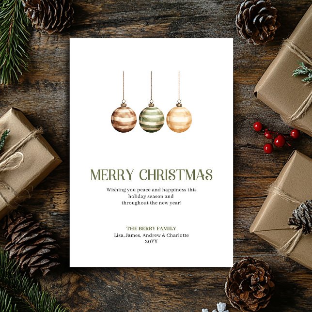 Cartes Pour Fêtes Annuelles Contemporary Christmas Ornament Earth Tone Holiday (Contemporary Christmas Ornament Earth Tone Holiday Card)