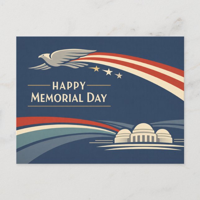 Cartes Pour Fêtes Annuelles Contemporary Red White Blue Eagle Memorial Day  (Devant)