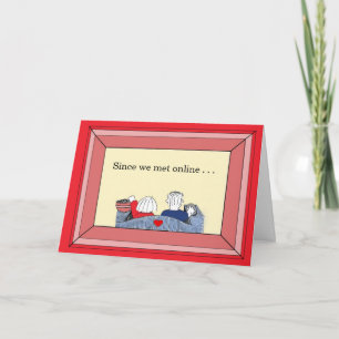 Cartes Pour Fêtes Annuelles Content que nous ayons rencontré (en ligne) - Vale