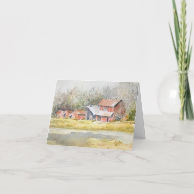 Cartes Pour Fêtes Annuelles "Contexture"--Bois et granges de chute (Devant)