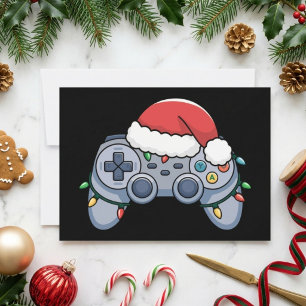 Cartes Pour Fêtes Annuelles Contrôleur de jeu de Noël Chapeau de Père Noël Lum