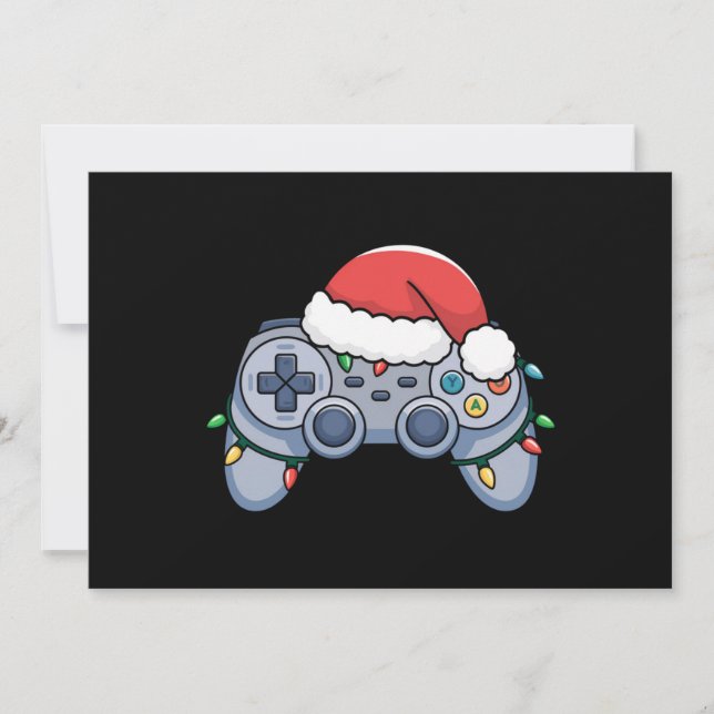 Cartes Pour Fêtes Annuelles Contrôleur de jeu vidéo Noël Santa Hat Gamer (Devant)