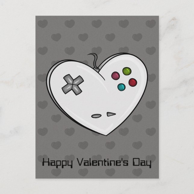 Cartes Pour Fêtes Annuelles Contrôleur Gamer Love Heart Valentine (Devant)