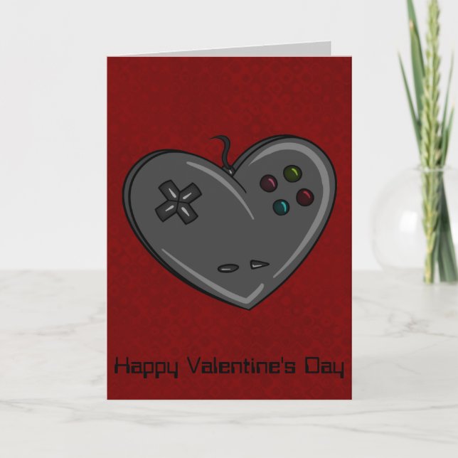 Cartes Pour Fêtes Annuelles Contrôleur Heart Gamer Valentine (Devant)