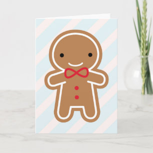 Cartes Pour Fêtes Annuelles Cookie Cute Kawaii Homme en pain d'épices
