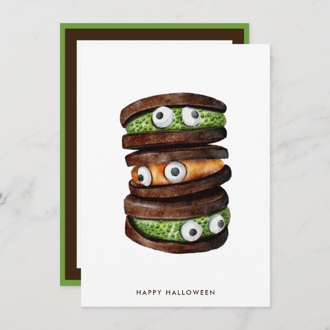 Cartes Pour Fêtes Annuelles Cookie Joyeux Halloween (Devant / Derrière)