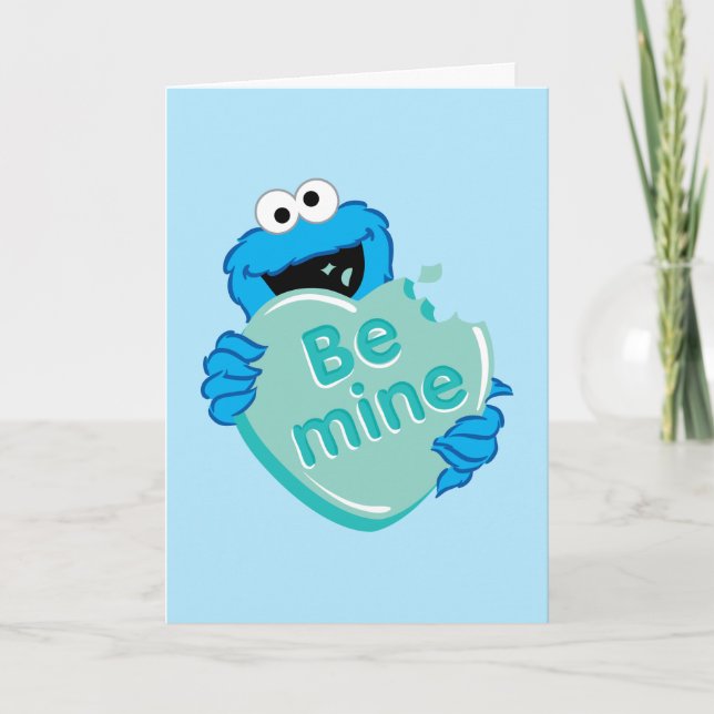 Cartes Pour Fêtes Annuelles Cookie Monster "Sois Mien" Saint-Valentin Cœur Bon (Devant)