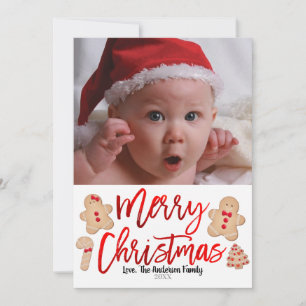 Cartes Pour Fêtes Annuelles Cookies au pain d'épice Rouge Joyeux Noël Photo