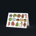 Cartes Pour Fêtes Annuelles Cookies de Noël Arbre de Vacances Snowman tarte de<br><div class="desc">Créés à partir d'une série d'illustrations marquantes originales, ces cartes de fin de année uniques proposent un assortiment de biscuits de Noël frais, dont des tartes au sable, des biscuits à sucre décongelés, des biscuits au beurre d'arachide, des couronnes et d'autres gâteries à base de biscuits. Des autocollants correspondants sont...</div>