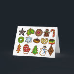 Cartes Pour Fêtes Annuelles Cookies de Noël Arbre de Vacances Snowman tarte de<br><div class="desc">Créés à partir d'une série d'illustrations marquantes originales, ces cartes de fin de année uniques proposent un assortiment de biscuits de Noël frais, dont des tartes au sable, des biscuits à sucre décongelés, des biscuits au beurre d'arachide, des couronnes et d'autres gâteries à base de biscuits. Des autocollants correspondants sont...</div>