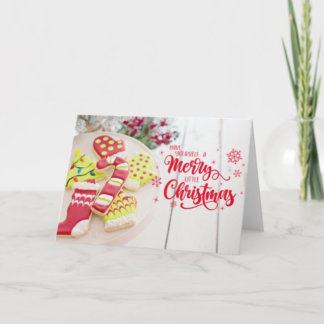 Cartes Pour Fêtes Annuelles Cookies de Noël Canne et Chaleureux Voeux Vacances (Devant)