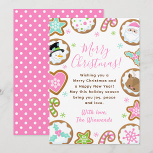 Cartes Pour Fêtes Annuelles Cookies de Noël Rose et Vert Joyeux Noël