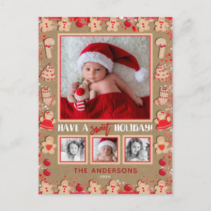Cartes Pour Fêtes Annuelles Cookies de pain d'épice Noël 4 Photo Vacances