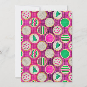 Cartes Pour Fêtes Annuelles Cookies de sucre peints à la main sur fond rose vi