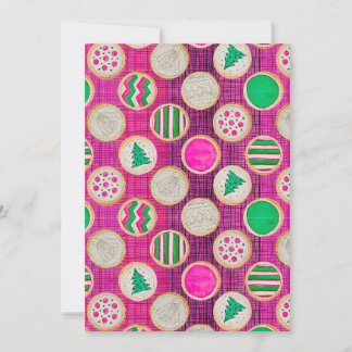 Cartes Pour Fêtes Annuelles Cookies de sucre peints à la main sur fond rose vi