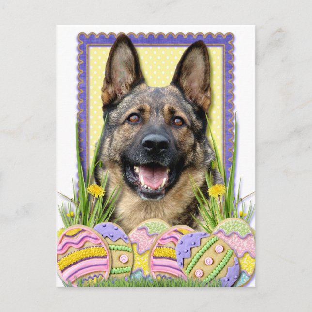 Cartes Pour Fêtes Annuelles Cookies d'oeufs de Pâques - berger allemand (Devant)