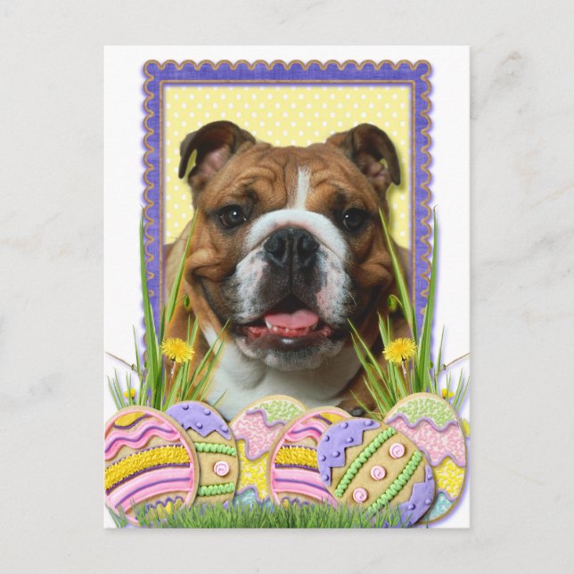 Cartes Pour Fêtes Annuelles Cookies d'oeufs de Pâques - Bulldog (Devant)