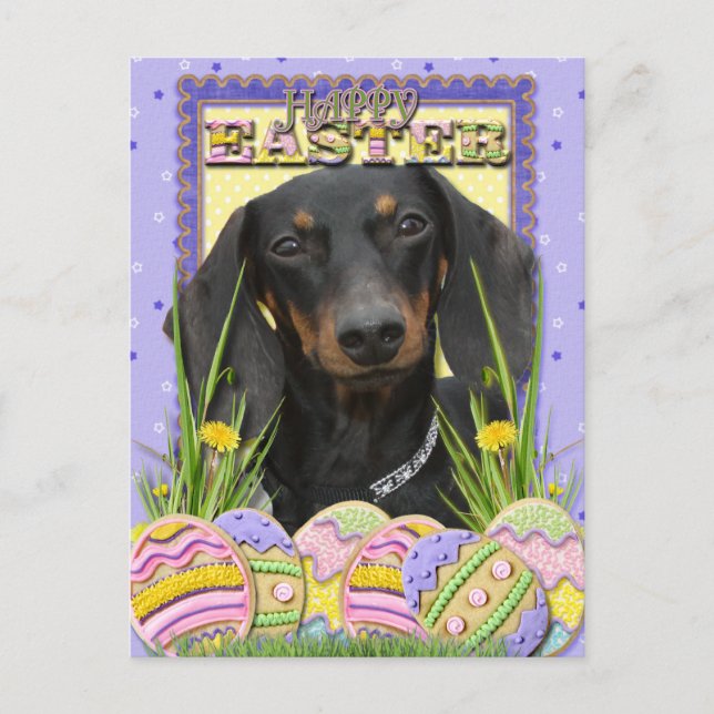 Cartes Pour Fêtes Annuelles Cookies d'oeufs de Pâques - Dachshund (Devant)