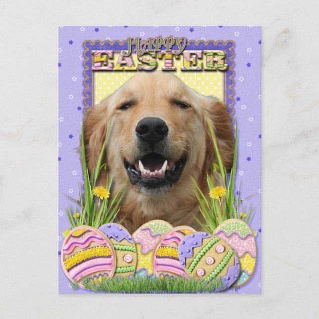 Cartes Pour Fêtes Annuelles Cookies d'oeufs de Pâques - Golden Retriever (Devant)