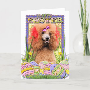 Cartes Pour Fêtes Annuelles Cookies d'oeufs de Pâques - Poodle - Rouge