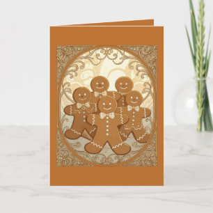Cartes Pour Fêtes Annuelles Cookies en pain d'épices Noël Art nouveau