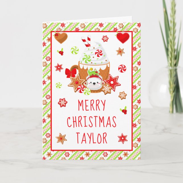 Cartes Pour Fêtes Annuelles Cookies et cacao Vert Joyer Noël (Devant)