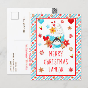 Cartes Pour Fêtes Annuelles Cookies et Cocoa Bleu Joyeux Noël