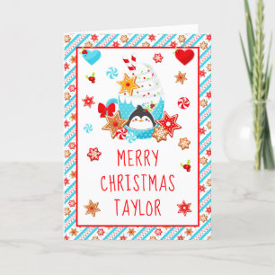 Cartes Pour Fêtes Annuelles Cookies et Cocoa Bleu Joyeux Noël